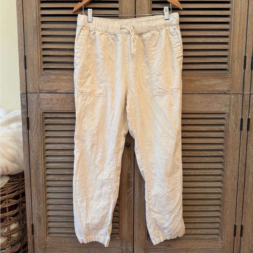 Pilcro/Anthropologie Light Beige Cotton Drawstring Ankle Jogger Pants